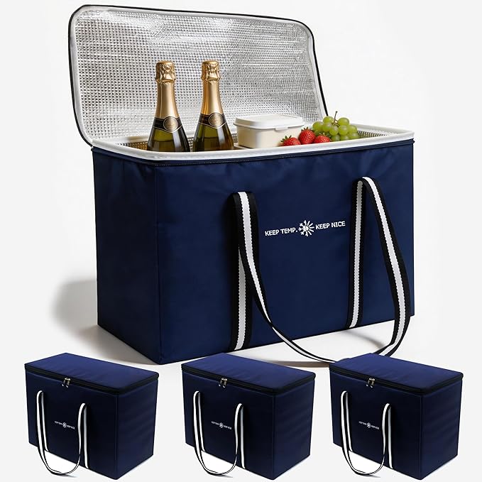 modscape Large Heavy Duty Insulated Grocery Bags–Delivery Bags with Hard Bottom Food Transport,Thermal Bags for Cold and hot Food, Collapsible Cooler for Shopping & Travel, Camping & Beach