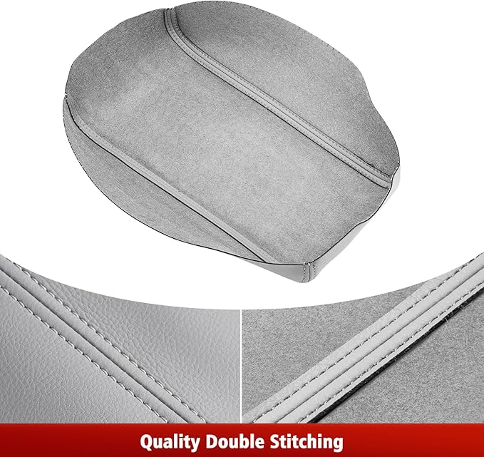 KBH Center Console Armrest Cover Replacement for Toyota Camry 2007 2008 2009 2010 2011, Vinyl Leather Arm Rest Covering Upholstery, Anti-Scratch, Gray (Leather Part Only)