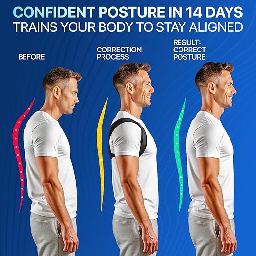 NEW 2026 Posture Corrector for Men & Women – Adjustable Figure-8 Back Brace for Rounded Shoulders & Upper Back Support – Breathable & Invisible Under Shirts – Desk Job & Computer Work – All-Day Brace (Chest Size 25" - 55")