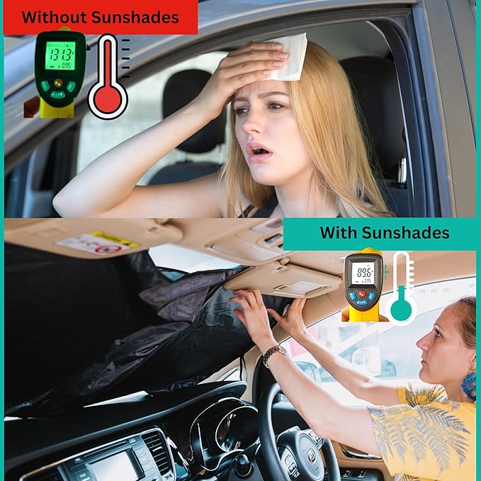 Windshield Sun Shade -Certified 99.87% UVB & 99.02% UVA Car Sun Shade. Award Winning Sunshade - Patented Technology | Compatible for Chevrolet Silverado 1500 (1999-2006) | Car Shades by Kinder Fluff