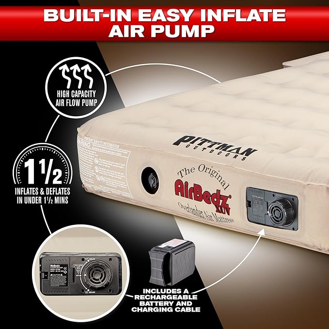 AirBedz PPI XUV Tan Jeep, SUV and Crossover Vehicle Rear Seats Mattress (with Built-in Rechargeable Battery Air Pump)