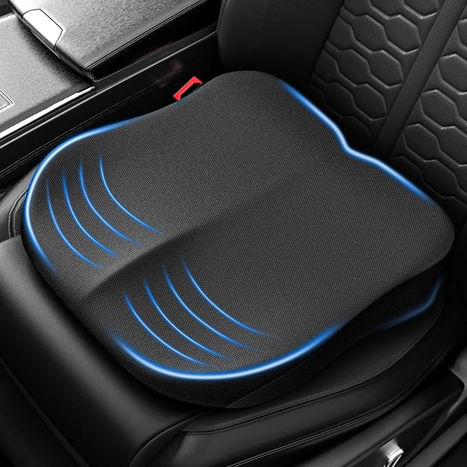 Car Seat Cushion for Driving, Memory Foam Driver Seat Cushion with Lower Back & Tailbone Pain Relief. Automotive Cushion for Car Suitable for Trucks, Sedans, and Other Vehicles
