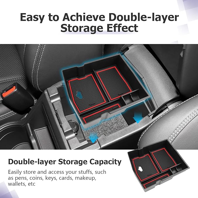 LUWU Center Console Organizer Compatible with 2019 2020 2021 2022 2023 2024 Subaru Forester Accessories Armrest Console Secondary Storage Box Insert Tray ABS Material Red