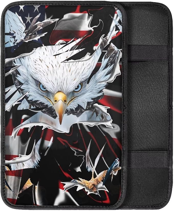 Eagle Car Armrest Pads Auto Armrest Box Cover Comfortable Middle Storage Organizer Pad Universal Style Car Accessories Decor