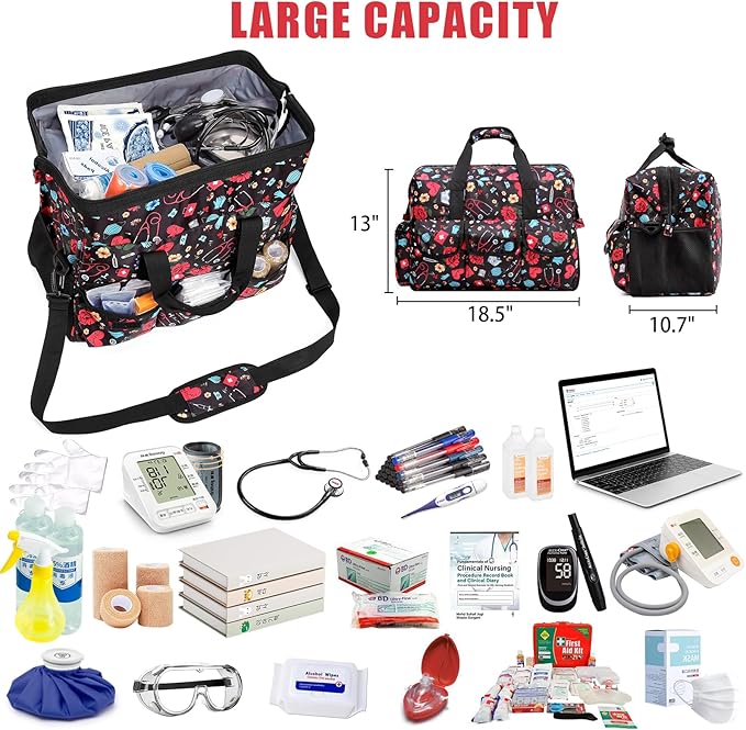Nurse Rolling Medical Duffle Bag Work Nursing School College Student Must Have Clinical Home Health Cna Nr Gifts Carry On Bag with Wheels Doctor Emt Ems Healthcare Equipment Homecare Physician (Nurse)