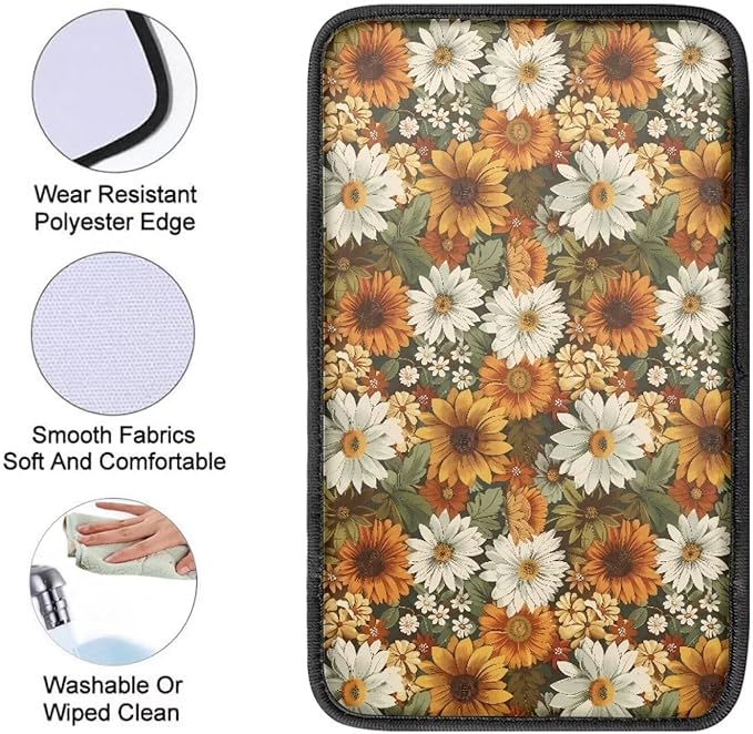 Cute Floral Arm Rest Cushion Pads for Vehicle Arm Rest Cushion Pads Anti-dust Dog & Cat Paws Protector Universal Fit for SUV/Truck/Vehicle
