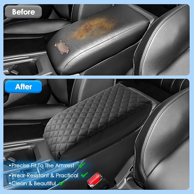 2023 2024 2025 2026 Accord Hybrid Center Console Cover for Honda Accord Hybrid (Sport,EX-L,Sport-L,Touring) /Accord (LX,SE,EX), Cushion Leather Armrest Cover 2025 Accord Accessories (Padded)
