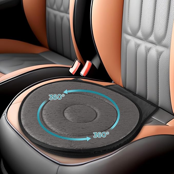 FACULX Rotating Seat for Car 360° Swivel Seat for Car for Elderly Non-Slip Portable Rotating Car Seat Pad for Driving, Chairs, Stool Chair, Ergonomic Design (Gray)