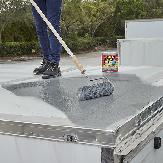 Flex Seal Liquid, Rubber Coating Sealant, Waterproof, Flexible, Breathable, and UV Resistant, Roof Repair, Basements, RV, Campers, Trailers, Marine, EPDM, Masonry, Gray, 32 oz