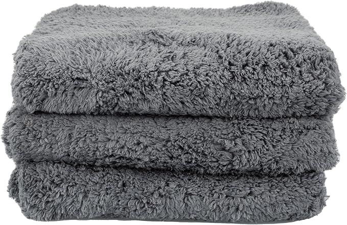 Maxshine Universal Microfiber Towels – 600GSM Edgeless Design – Ultra-Soft, High-Absorbency Towels for Car Detailing, Polishing & Scratch-Free Cleaning (Grey, 16" x 16" (3-Pack))