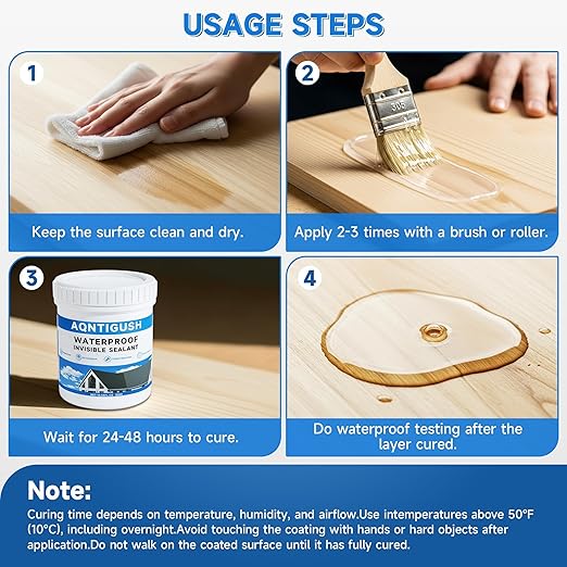 10.5OZ(300g) AQNTIGUSH Transparent Waterproof Sealant Coating Invisible Waterproof Agent, Waterproofing Adhesive for Roofs, Walls, Bathroom, Wood, Indoor & Outdoor Water Proof Clear Paint Sealer
