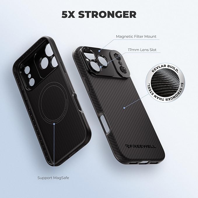 FREEWELL Pro Filmmaker Case for Phone 17 Pro Max - Magnetic Filter & 17mm Lens Mount Black