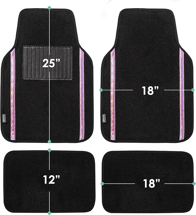 FH Group Universal Fit Car Floor Mats – All-Purpose Carpet Floor Mats & Protectors for Cars, SUVs & Trucks, Durable Automotive Carpet Mats, Pink & Black