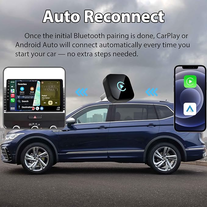 Sunweyer S40 Super Mini CarPlay Adapter Wireless Android Car Kit - for Vehicles with Factory Wired CarPlay, Auto Connect Wireless Adapter