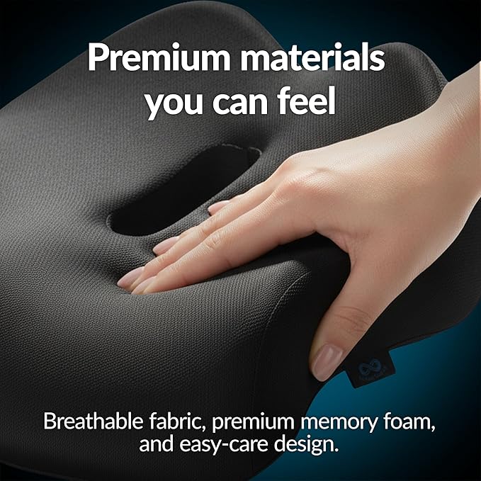 Everlasting Comfort Doctor Recommended Memory Foam Seat Cushion for Office Chairs & Car - Ergonomic Office Desk Accessories - Cushions for Tailbone Pain Relief, Sciatica (Dark Gray, X-Large)