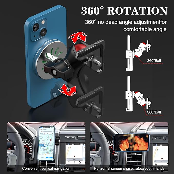 EASEORD Magnetic Wireless Charger Vent Phone Mount for 2015-2020 Ford F-150, 2017-2021 Super Duty, 2018-2021 Expedition,15W Fast Charging for Magsafe F150 Phone Holder for iPhone All Smartphone
