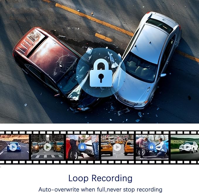 Dash Cam Front and Inside, 1296P Dual DashCams for Car, 3.16 Inch IPS Screen Driving Recorder with IR Night Vision, Loop Recording, Wide Angle Lens, 24H Parking Traffic Recorder