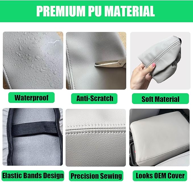 for Honda CRV 2017-2022 Center Console Cover - Vegan Leather Extra Soft Armrest Protector for Honda CR-V Interior Accessories 2017 2018 2019 2020 2021 2022（Gray）