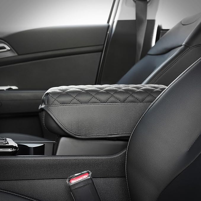 KMMOTORS Compatible with Kia Sportage(NQ5), 2023-2025 Center Console Cover Black, Armrest Cushion, Car Accessories for Sportage NQ5, Vegan Leather, Protect from Scratch, Pet Claws
