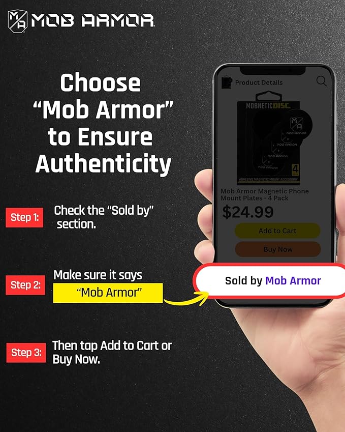 Mob Armor Magnetic Phone Mount Plates - Strong Adhesive Steel Discs for MobNetic Maxx & Mob Magnetic Car Mounts, Compatible with Phone Magnet Plates, Vehicle Accessory - Black (2 Pack)
