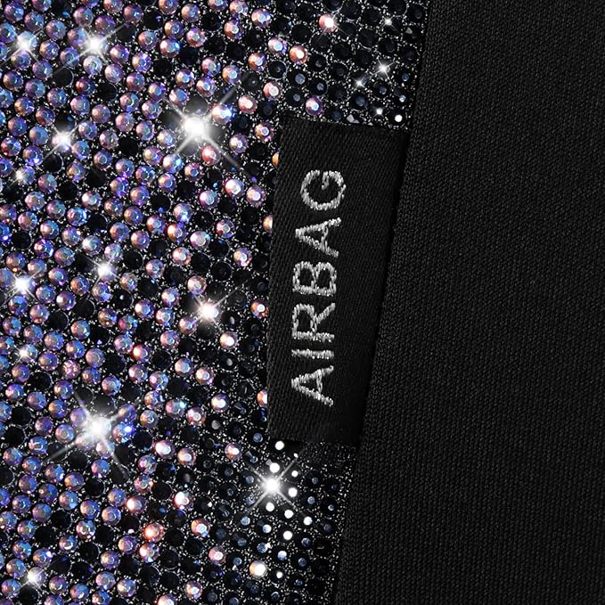 CAR PASS Bling Diamond Air Mesh Seat Cover Front Seats,Leather Seat Covers for Car Shining Glitter Sparkly,Automotive seat covers Universal Fit SUV Truck Cute Women Girl,Bedazzed Iridescent Rhinestone