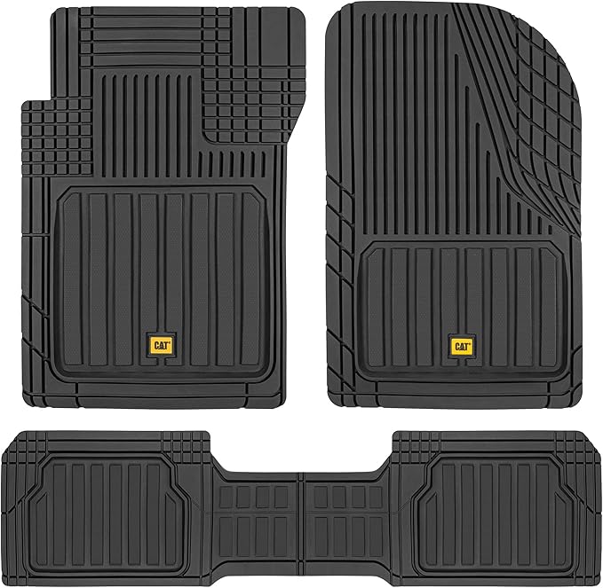 CAT® ToughLiner™ Black Car Floor Mat– Heavy-Duty Trim to Fit for Trucks, & SUVs – All-Weather Odorless Rubber Automotive Mat & SUV Floor Liners for Maximum Protection