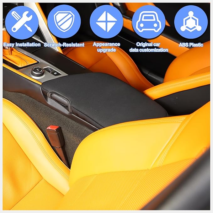 Center Console Cover Pad for Chevrolet Corvette C7 2014-2019 Accessories, Console Arm Rest Lids Cover Mat, Car Armrest Seat Box Cushion Protector, Armrest Pillow, Auto Armrest Cover (Fabric_A)