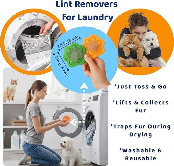 3 in 1 Pet Hair Remover Cleaning Set - Car Interior, Furniture and Laundry - Multi Surface Cat & Dog Fur Removal Tool