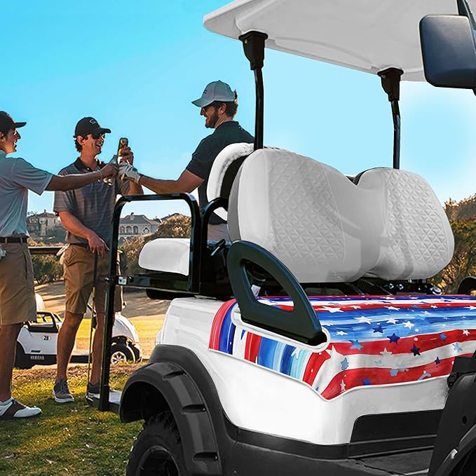 YOKYHOM American Flag Golf Cart Seat Covers for 2/4-Seater, Patriotic USA Seat Towel Blanket Keeps Seats Cool & Clean for Summer, Microfiber Fits EZGO, Club Car, Yamaha, 51"x31"