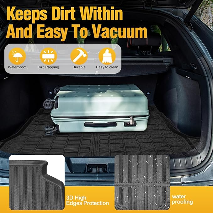 Trunk Liner Cargo Liners for Ford Taurus 2010-2019 Rear Trunk Floor Mats 3D Boot Tray All-Weather TPE Black