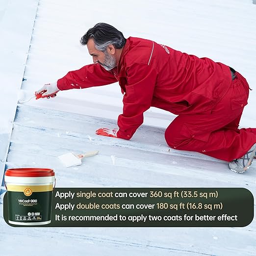 5 Gallon White Waterproof Elastomeric Roof Coating Sealant, Flexible Solar Reflective Liquid Waterproofing Adhesive for Flat, Metal, Slope Roofs Repair 20KG