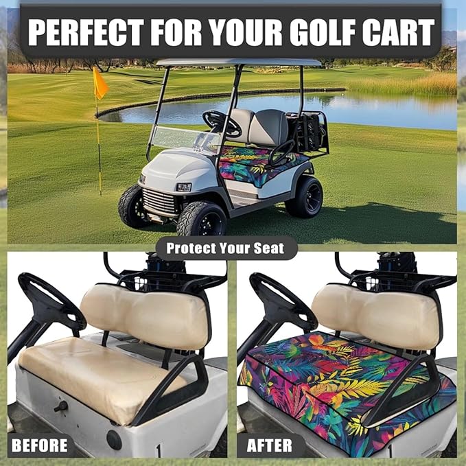 Biyejit Golf Cart Seat Covers with 4 Pockets Golf Cart Seat Towel Blanket Fits 2-Seat Golf Carts, Golf Cart Accessories
