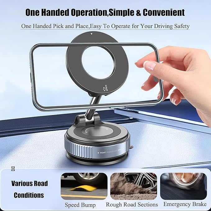 Car Phone Holder for Magsafe 360° Adjustable Car Phone Mount [78+LBS Strongest Suction & 2400gf Magnetic] Phone Holders for All Car for iPhone 17 Pro Max 16 15 14 13 12 Air Plus (Black)