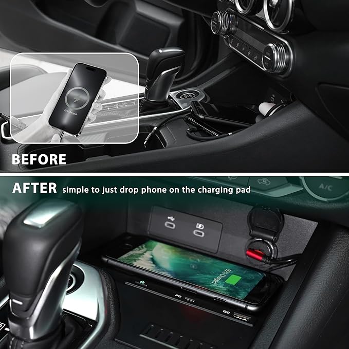 KEWISAUTO Car Wireless Charger for Nissan Sentra S, SV, SR 2020-2024, Center Console Charging Panel QC PD Fast Phone Charger Pad for 2020 2021 2022 2023 2024 Nissan Sentra S, SV, SR Accessories