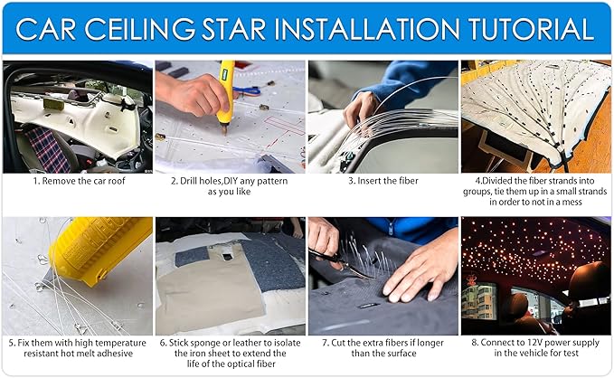 ATOKEE Twinkle Starlight Headliner Kit Mixed 450pcs 9.8ft, 16W Small Size Fiber Optic Lights Car Star Roof Lights with APP/RF Remote Music Mode
