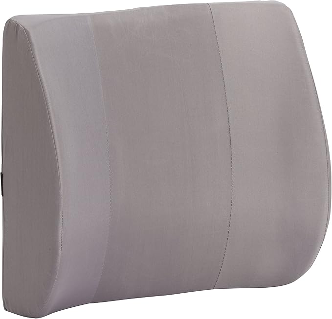 DMI Lumbar Support Pillow for Chair to Assist with Back Support with Removable Washable Cover to Ease Lower Back Pain and Discomfort While Improving Posture, 14 x 13 x 5, Contoured Foam, Premium,Gray