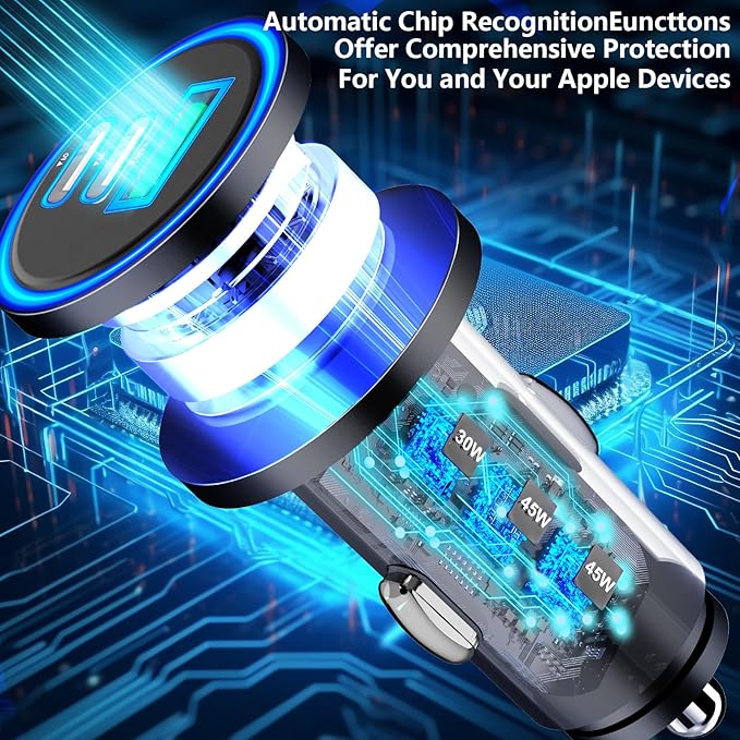 USB C Car Charger, Rombica 2Pack 3-Port 67W Dual PD USB-C&USB-A Car Power Cigarette Lighter USB Charger 3 in 1 PD/QC Type C Fast Car Charge for iPhone 17 17 Pro Max 16 15 14 13 12/Galaxy S26 S25/Pixel
