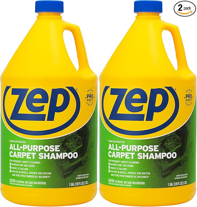 Zep All-Purpose Carpet Shampoo Concentrate Cleaner - 1 Gallon - ZUCEC128 - Professional Formula Removes Dirt and Stains (Pack of 2)