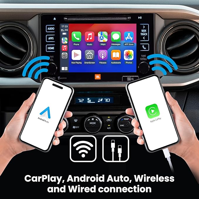 Wireless/Wired Adapter for CarPlay Android Auto Compatible with Toyota Tacoma 2014-2019 Entune 2.0 High Definition Audio High Screen Resolution.