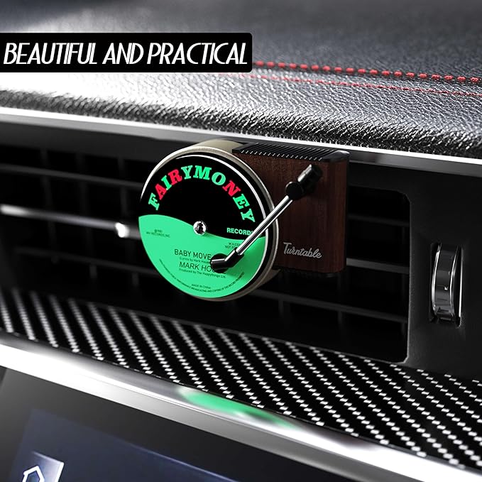 Maicican 12PCS Customizable Car Air Freshener Vent Clip, Pop Singer Album Cover Record Player Shape, Music Lover Gifts. (Retro)