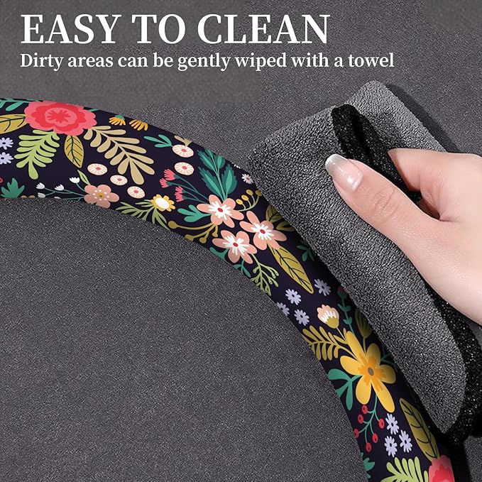 Car Steering Wheel Cover, Universal 15 Inch Neoprene Non-Slip Steering Wheel Covers, Funny Car Accessories for Women Men Fit Auto, Suvs, Truck Cute Colorful Floral