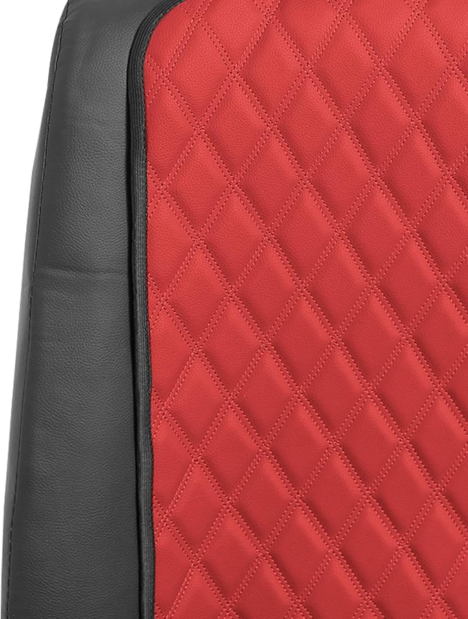 FH Group Car Seat Cushion – Faux Leather Single Front Seat Cover with Front Pockets, Airbag Compatible, Universal Fit Car Seat Cushion for Driver or Passenger Seat, SUV, Truck, Sedan & Van – Red