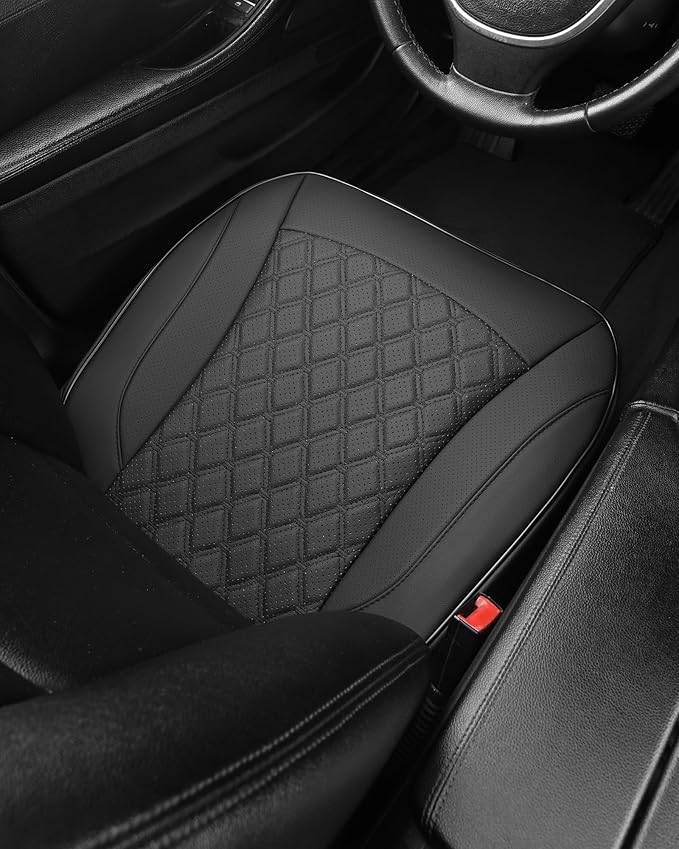 West Llama PU Leather Car Seat Cover Fit Winter,Breathable Bottom Seat Covers for Cars for Heated Seats,Universal Fits 90% Cars,SUVs,Sedans,21.26 × 20.86 Inch(1Piece-Black)