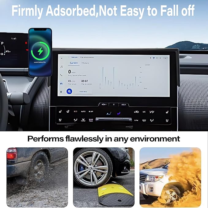 Car Phone Holder for 2023-2025 Toyota BZ4X / Subaru Solterra Accessories Apply to 8/12.3 Inch Touch Screen 15W Fast Wireless Charger Screen Fixed Clip Cell Phone Mount Hands-Free