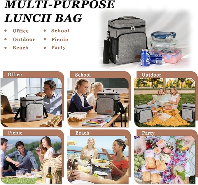 TuErcao Insulated Cooler Bag 6/24 Can Collapsible Leakproof Soft Sided Cooler for Car, Portable Foldable Small Ice Chest for Beach Camping Picnic Travel, 5/15qt Lunch Box for Men Work