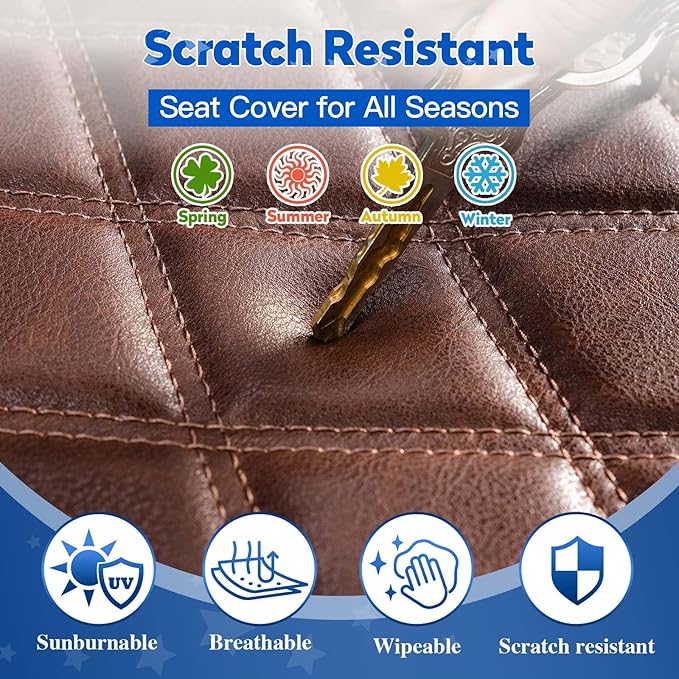 NOKINS Golf Cart Vinyl Diamond Seat Covers kit, Fit Club Car Precedent/Tempo/Onward Premium Front Seat Cushion, Soft/Scratch-Resistant/No Stapler Needed