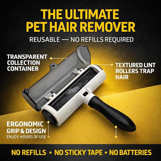 Pet Hair Remover Roller – Reusable Dog & Cat Hair Lint Roller for Couch, Carpet, Furniture, Rugs & Car Seats