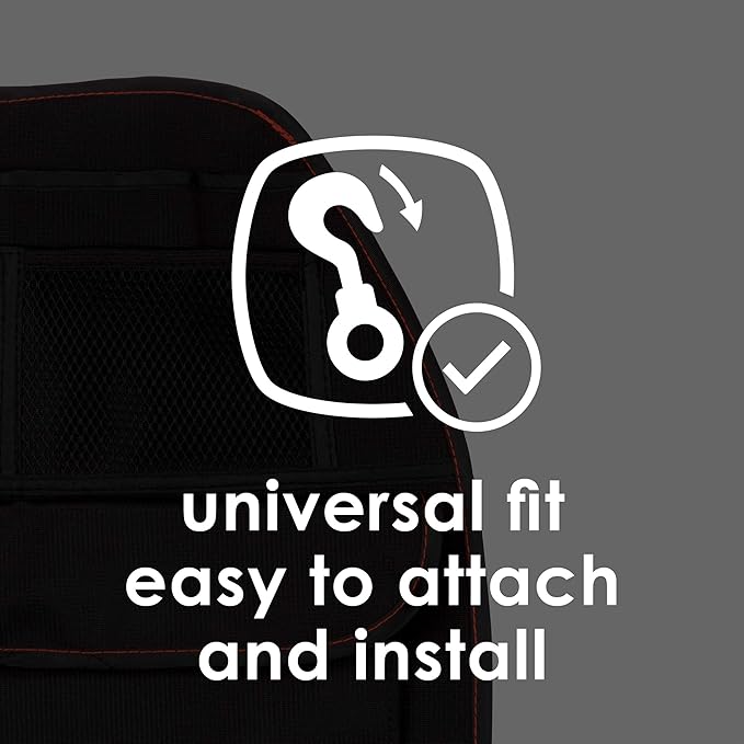Diono Stow 'n Go Car Back Seat Organizer for Kids, Kick Mat Back Seat Protector, With 7 Storage Pockets, 2 Drinks Holders, Water Resistant, Durable Material, Black (Pack of 2)