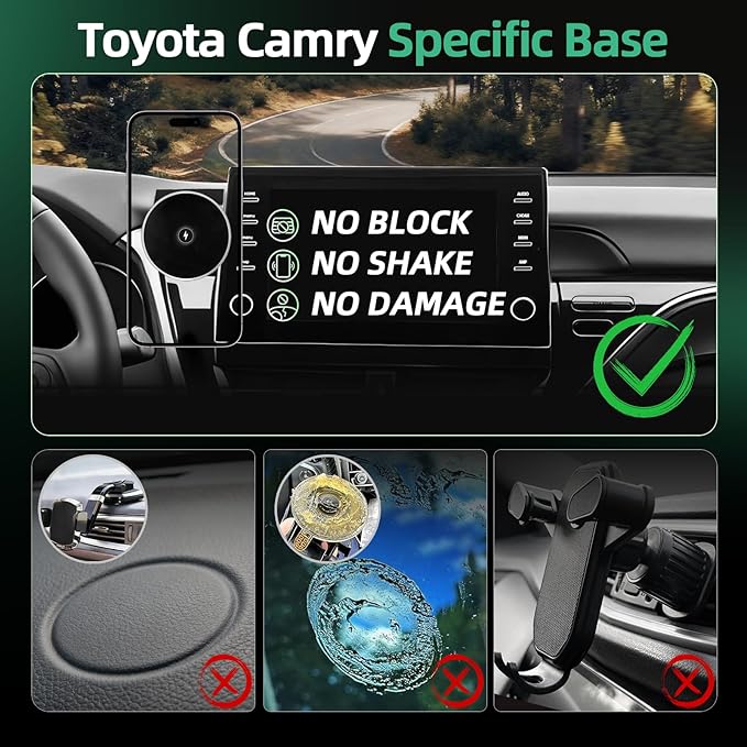 Car Phone Holder for Toyota Camry (2021-2023 2024), MagSafe Car Mount Charger, Magnetic Phone Holder, 15W Wireless Charging, Dashboard Phone Holder, 360° & Hands Free, 2022 Camry Interior Accessories