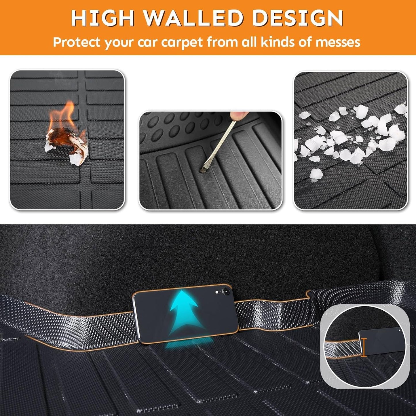 Binmotor-Floor Mats & Cargo Liner Set for Buick Enclave 2025丨for GMC Acadia & Acadia Denali 2024-2025(Only Buick Seat-7 Seats) 丨 for Chevy Traverse 2024-2025(Only Buick Seat-7 Seats)